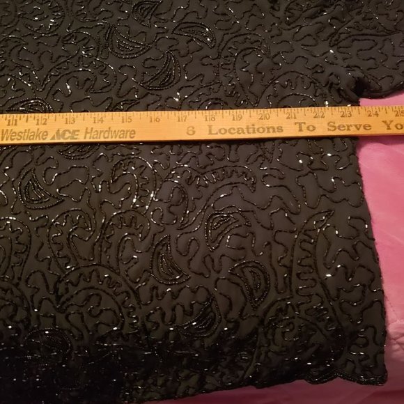 Beaded Sequin Shirt Top Black Brilliante by JA Holiday New Years Eve 2X - Picture 7 of 7